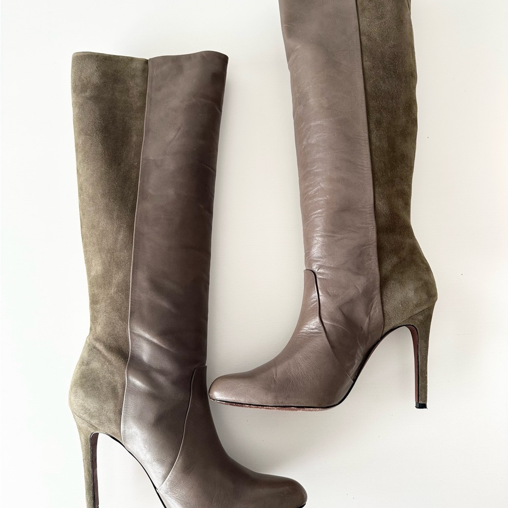 COACH Udell Leather & Suede Knee-High Stiletto Boots - Size 9
